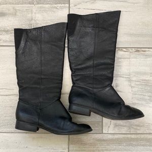 Fanfares Esther Leather Mid Calf Black Womens Boots Size 7W